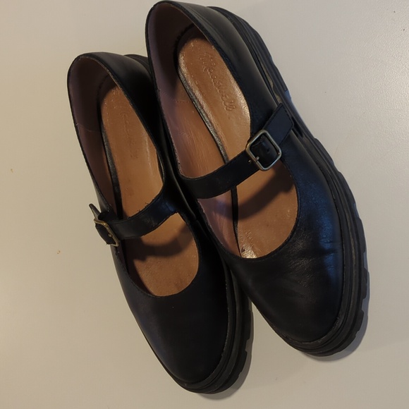 Madewell Black Leather Mary Jane Flats - Picture 2 of 8